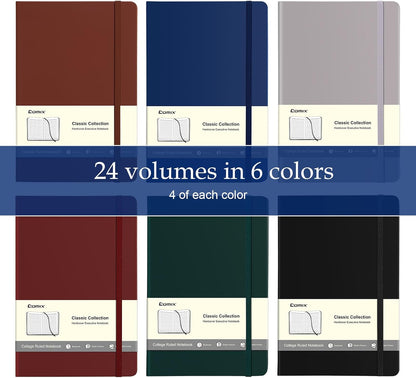 COMIX 12 Pack Lined Journal Notebooks, 240 Pages, Medium 5.5" x 8.3", Hardcover, Journaling Notebook for Work, Business Notebooks for School & Office, Journals for Women, Men