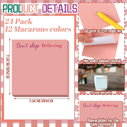 Yinder 48 Pcs Inspirational Sticky Notes Cute Motivational Sticky Notes Pad End of Year Employee Appreciation Gifts Bulk for Teacher Nurse Coworkers Office Supplies 3 x 3'' (Thank You,Dark Color)