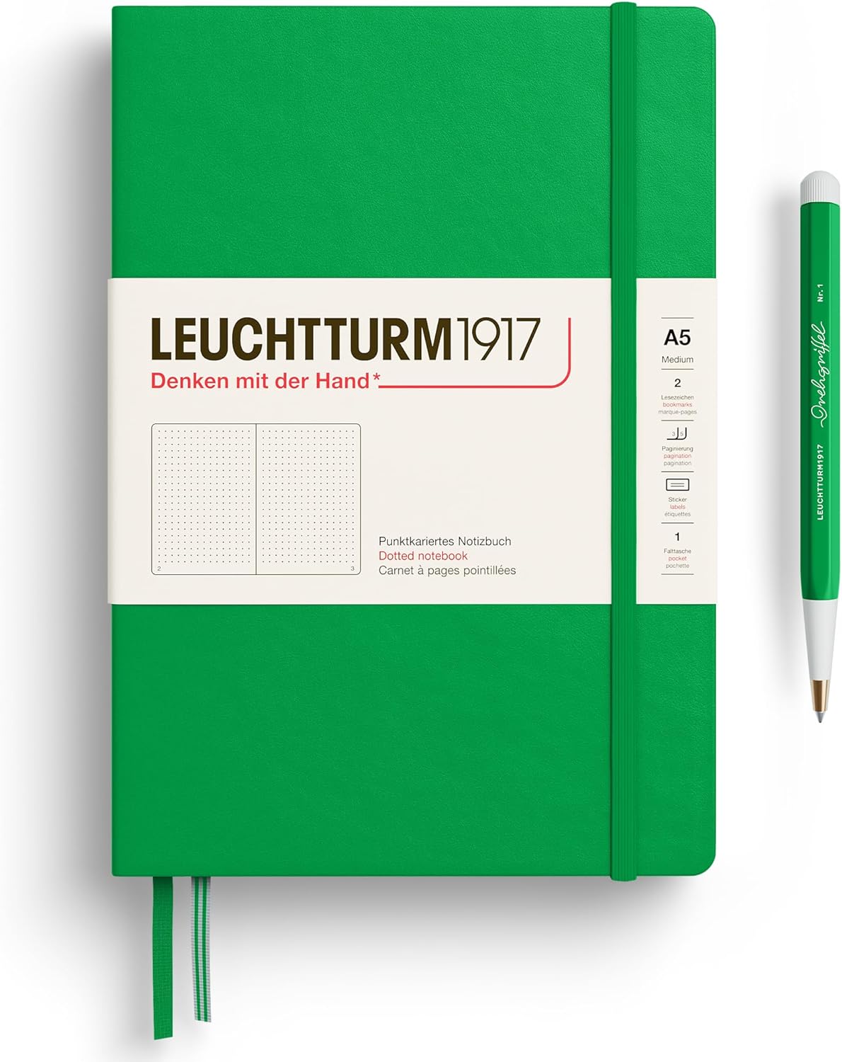 LEUCHTTURM1917 - Notebook Hardcover Medium A5-251 Numbered Pages for Writing and Journaling - Thinking Ahead (Plain Paper, Spice Brown)