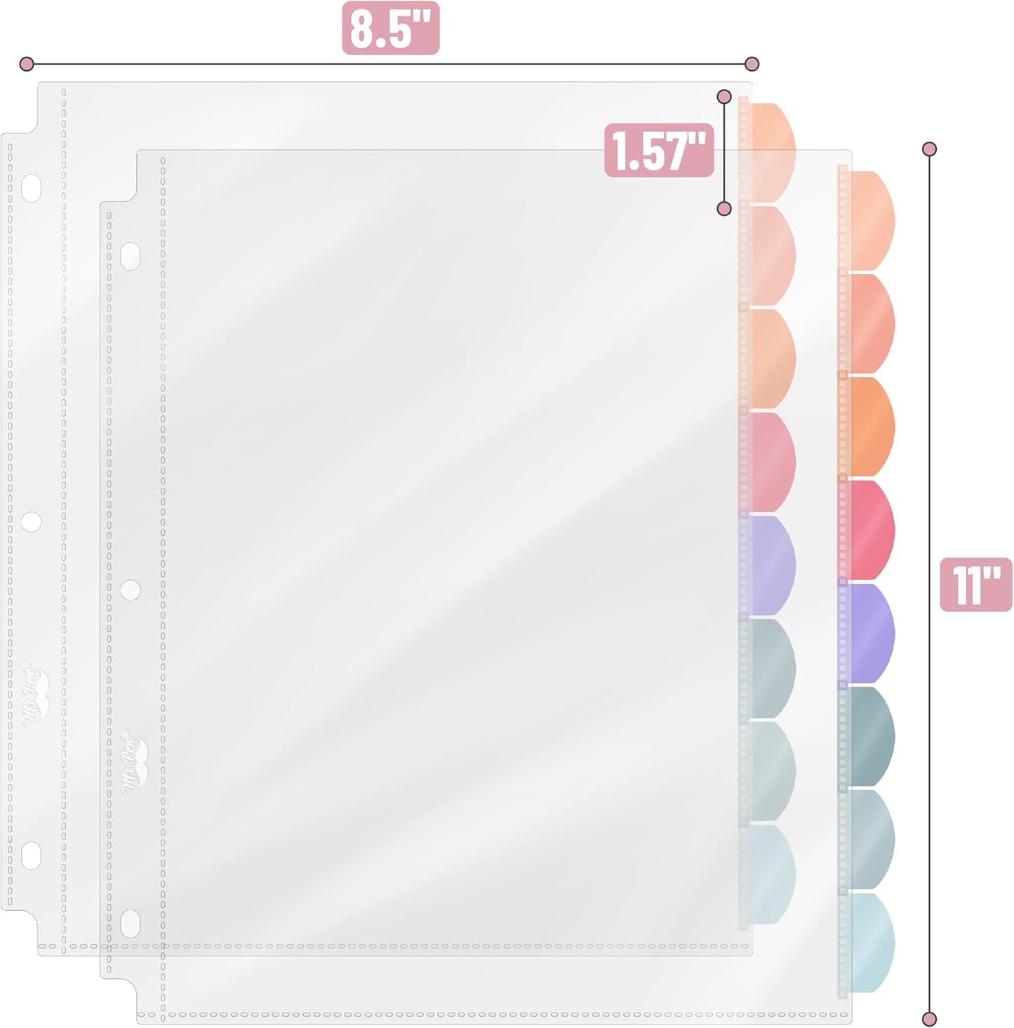 Mr. Pen- Clear Sheet Protectors with Tabs, 8.5x11 Inches, 8 Tabs, 2 Sets, Durable Clear Plastic Dividers for 3 Ring Binders, Insertable Index Page Divider with Multicolor Tabs