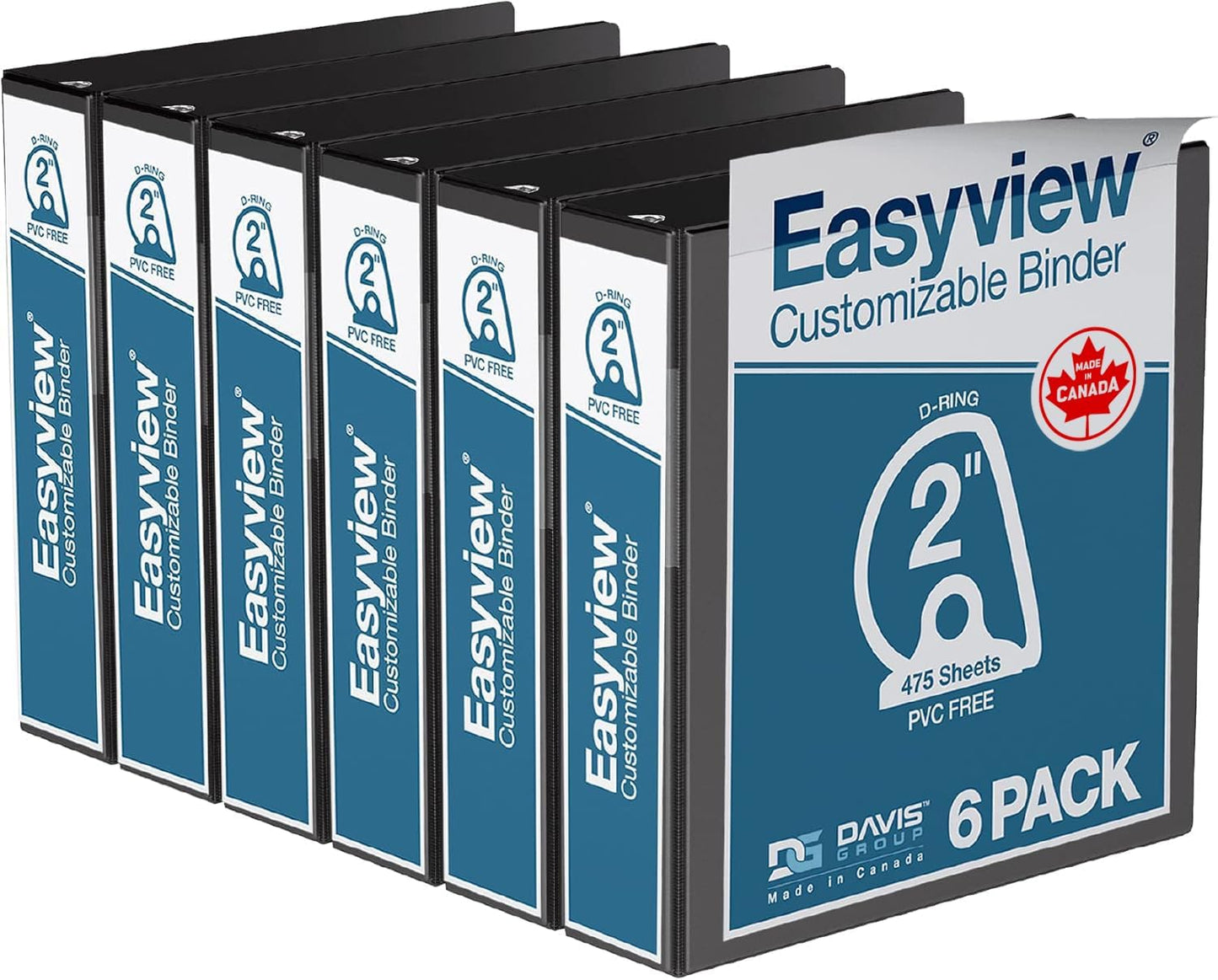 Easyview Premium 3-Ring Binders with Clear-View Covers and D Rings, Binders for School or Office, 5 Inch, Pack of 4, White