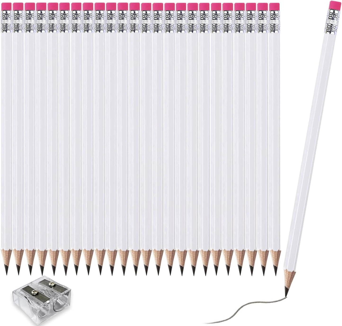 Adhere 25pcs Woodcase Pencils with Eraser Premium Pre-Sharpened Hexagon Graphite 2B pencils ideal for home, office writing including a Free Sharpener(Pink・25pcs)