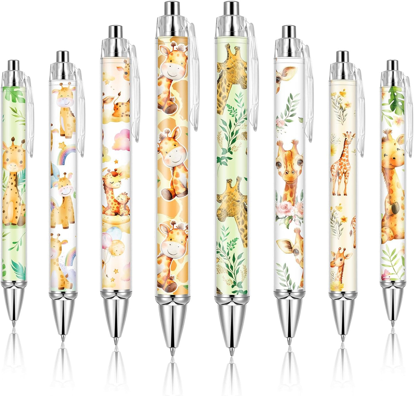 Ireer 8 Pcs Ballpoint Pens for Women 1.00 mm Cute Black Ink Pens Fine Point Smooth Writing for Journaling Aesthetic Office Supplies (Mahjong)