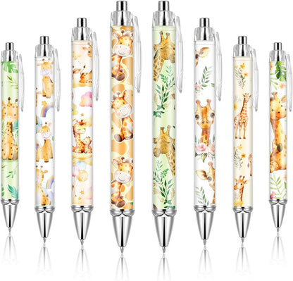 Ireer 8 Pcs Ballpoint Pens for Women 1.00 mm Cute Black Ink Pens Fine Point Smooth Writing for Journaling Aesthetic Office Supplies (Mahjong)