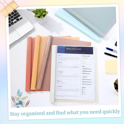 6 PCS Pastel Plastic Report Covers with 3 Prongs Clear Front Presentation Folders 3 Prong Folders for Resume Portfolio Document Report Letter Proposal School Classroom Office Supplies (Pastel)