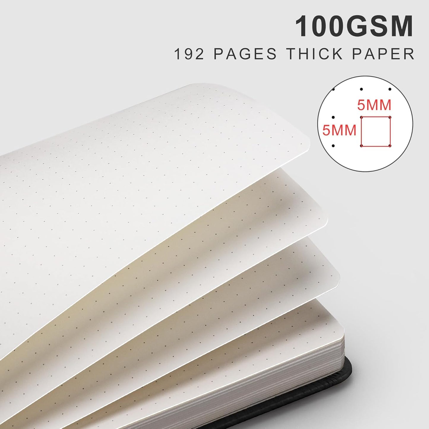 EMSHOI A4 College Ruled Notebook, Large 8.3" x 11.7", 192 Pages 100GSM Ink-Proof Faux Leather Hardcover Lay-Flat Lined Journal for Office School Work Writing, Black