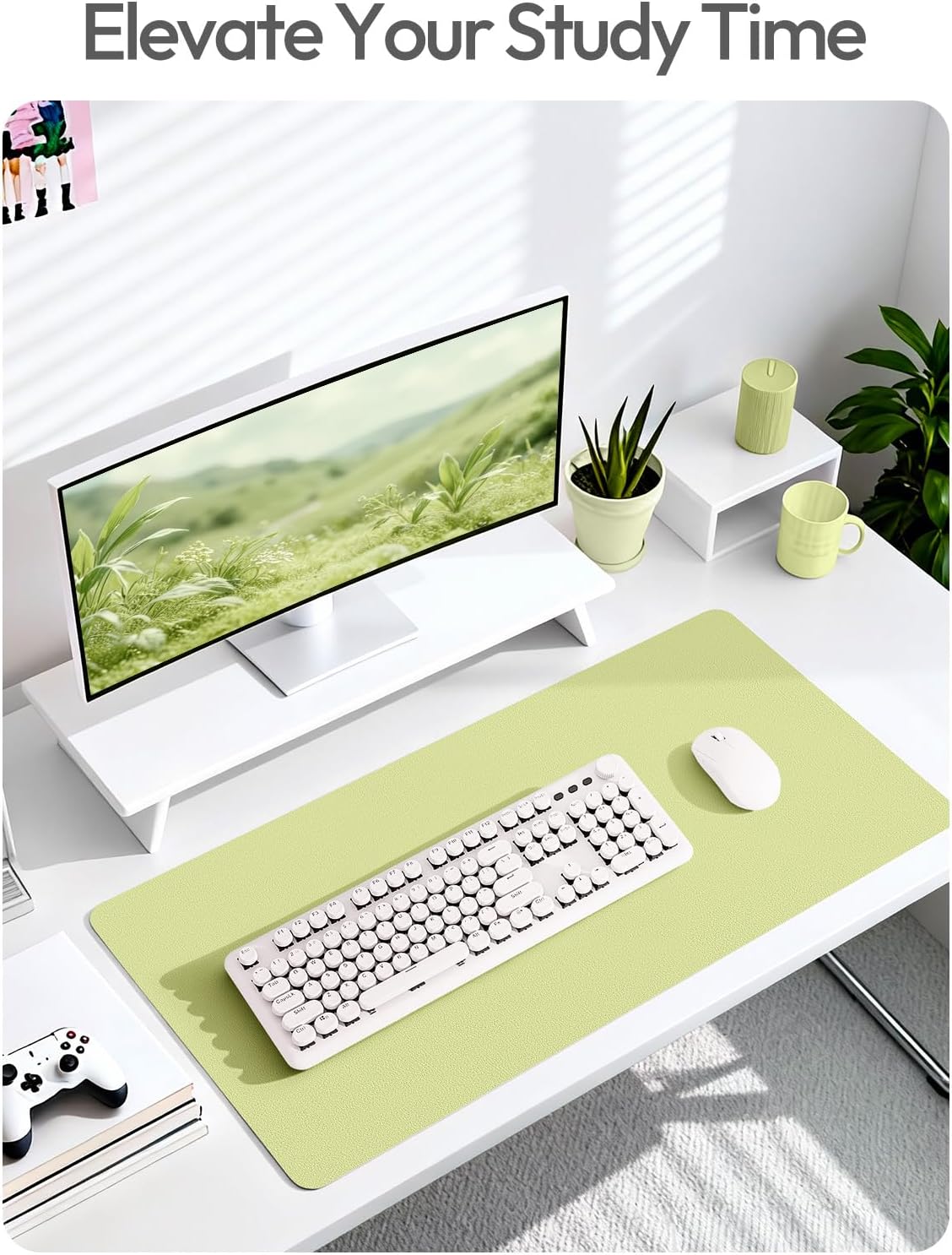 YSAGi Leather Office Desk Pad Protector, Large Mouse Pad, Non-Slip, PU Leather, Laptop Desk Blotter, Waterproof Writing Pad for Office and Home, Black, 23.6" x 13.8" - Colors A