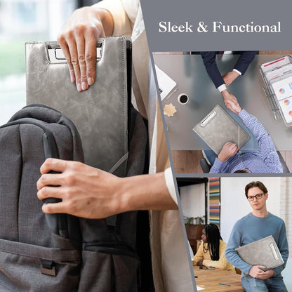 ProCase Clipboard Folder Portfolio, Leather Business Padfolio Organizer Letter Size Professional Folder Binder for Interview Meeting Resume Office Conference School -Black