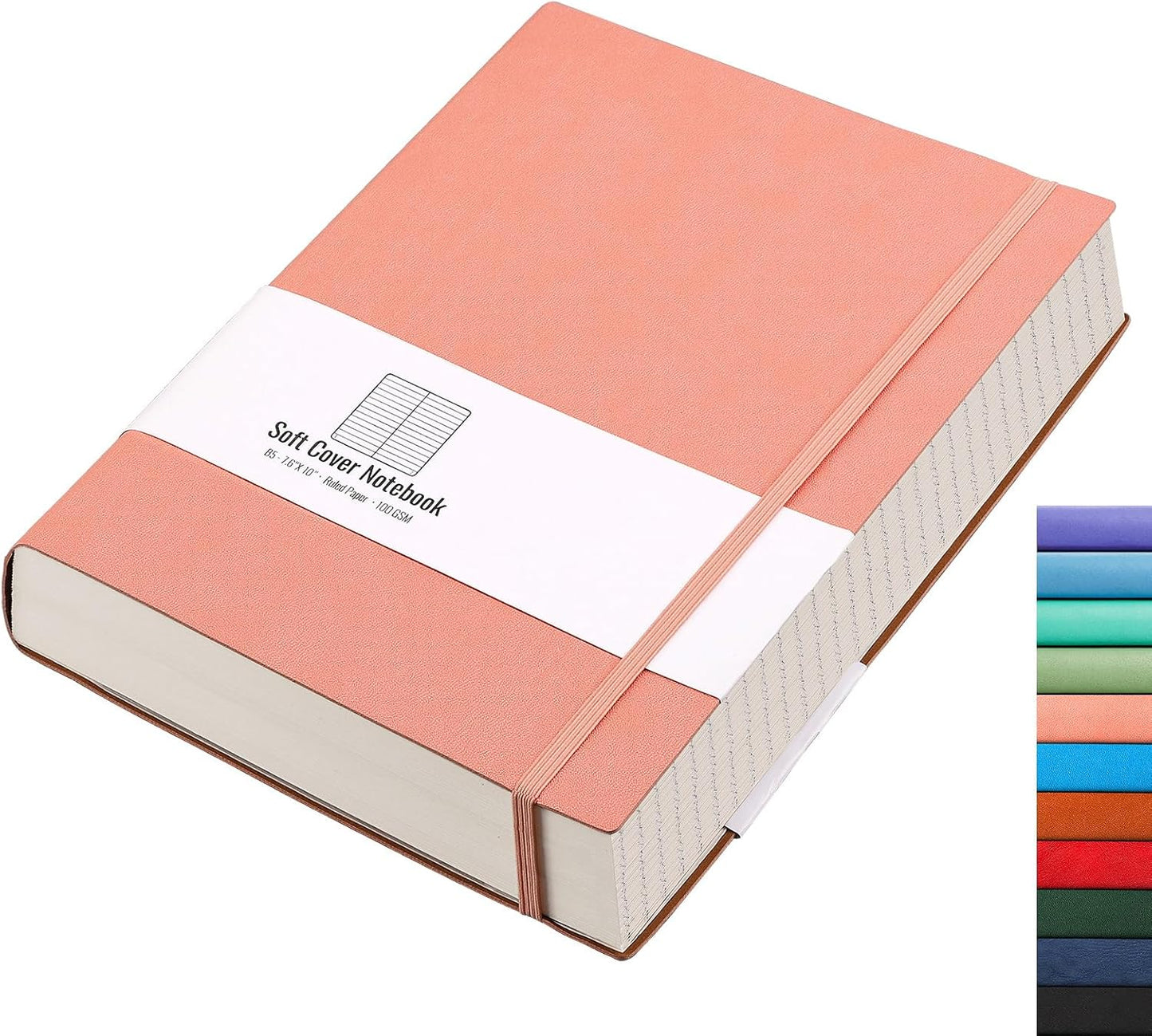 AHGXG 8.5''×11'' Notebook College Ruled - Large A4 Notebook Lined Journal - 320 Pages Thick Journal for Writing, 100gsm Thick Paper, Leather Softcover, for Work School - Black