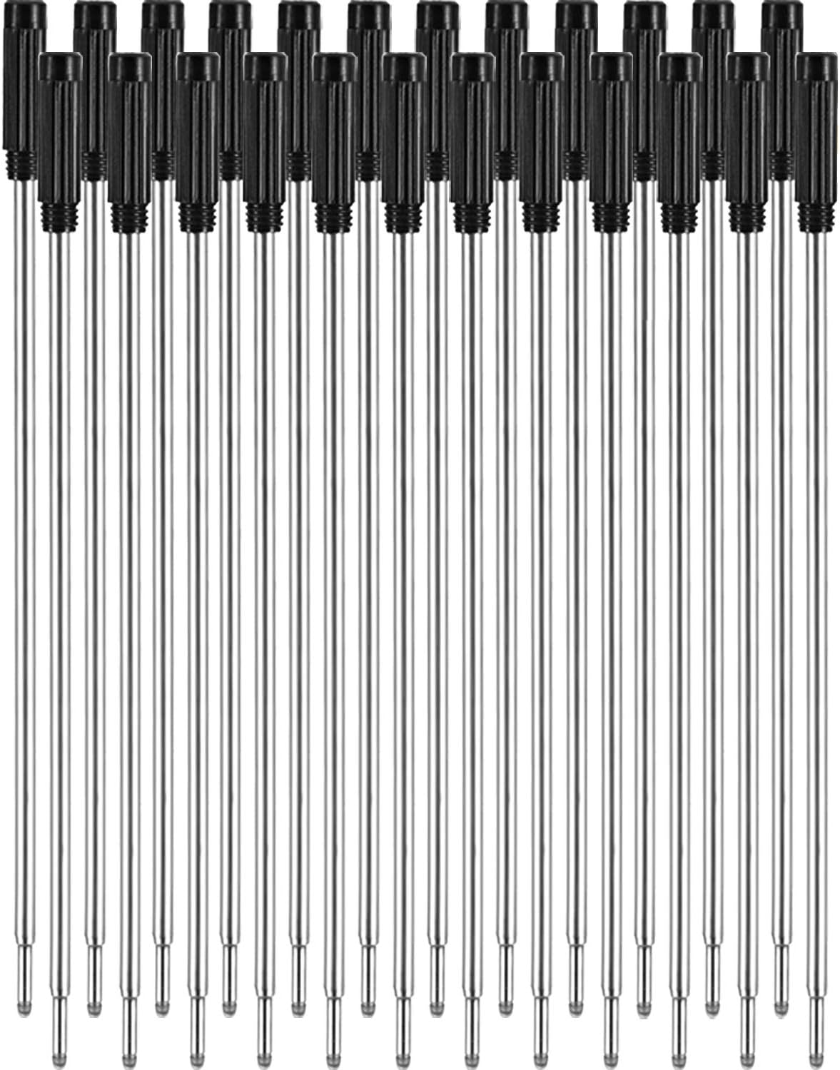 Jovitec 24 Pieces Replaceable Ballpoint Pen Refills Metal Pen Ink Refills Smooth Writing 4.5 Inch (11.6 cm) and 1 mm Medium Tip for Gifts Office(Black and Blue)