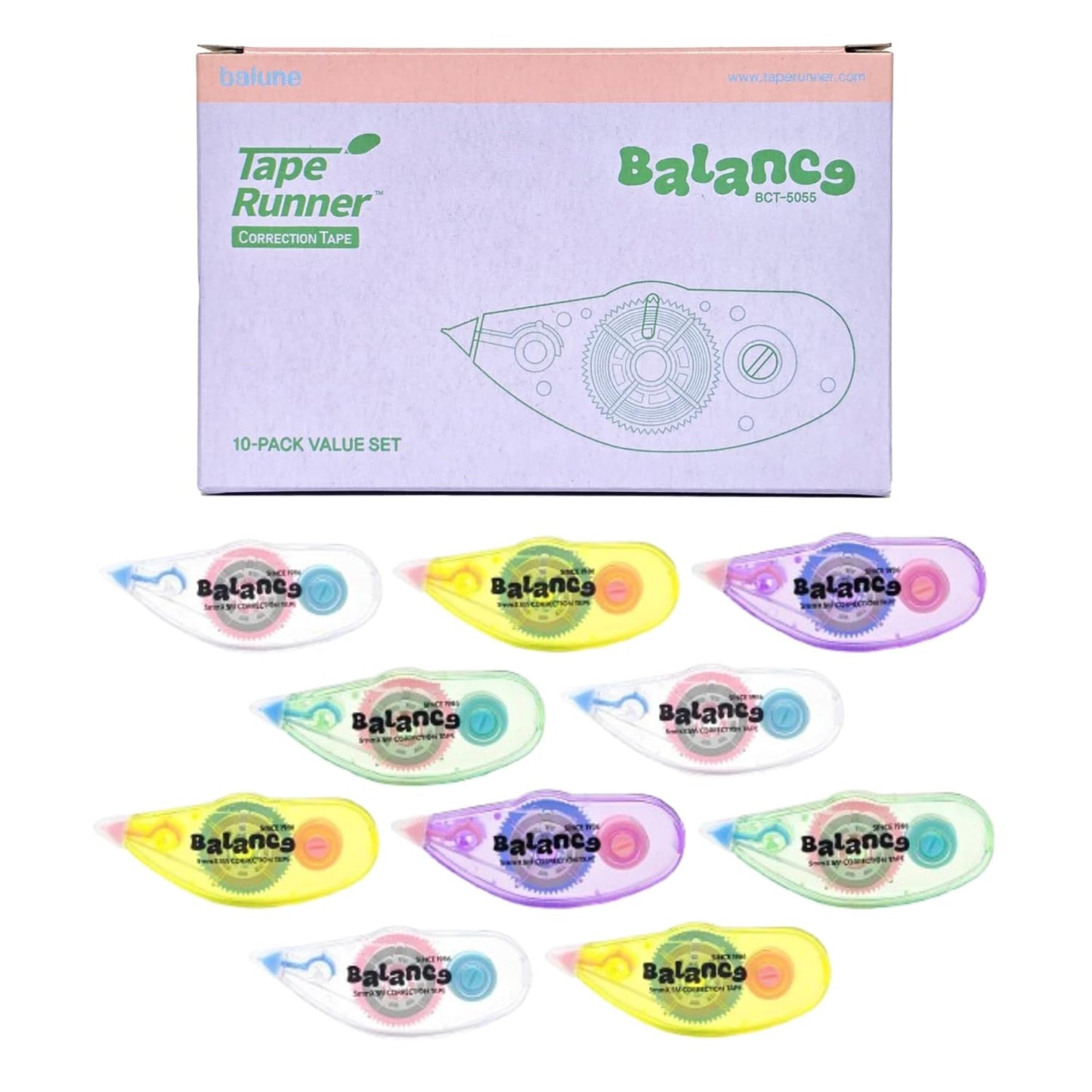 Correction Tape – Instant Dry Correction Tape for Smooth, Precise Corrections | Korea’s #1 Manufacturer | Office & School Supplies | 5mm x 5m (0.19 in x 5.47 yds) | 10 Pack