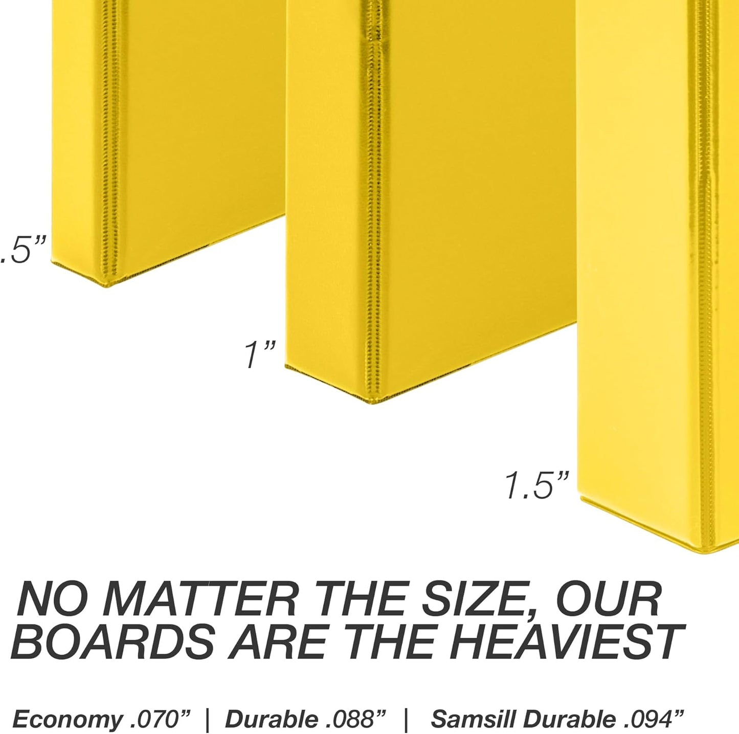 Samsill Durable 0.5 inch 3 Ring Binder, D Ring Binder, 100% Recycled Chipboard, Yellow, 4 Pack