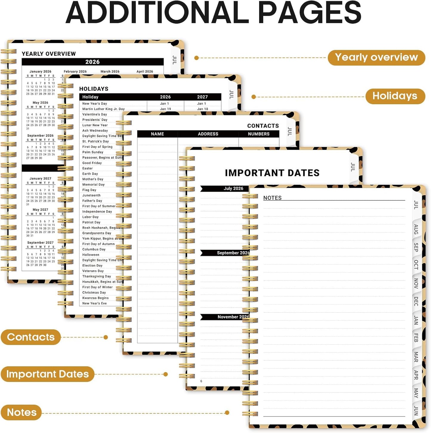 Planner 2026-2027, Academic Year Monthly and Weekly Calendar Planner, Jul 2026 - Jun 2027, Hardcover Teacher Student Planning Agenda book with Tabs, Perfect for School Office Supplies, 6.3" x 8.5" - Wildflowers