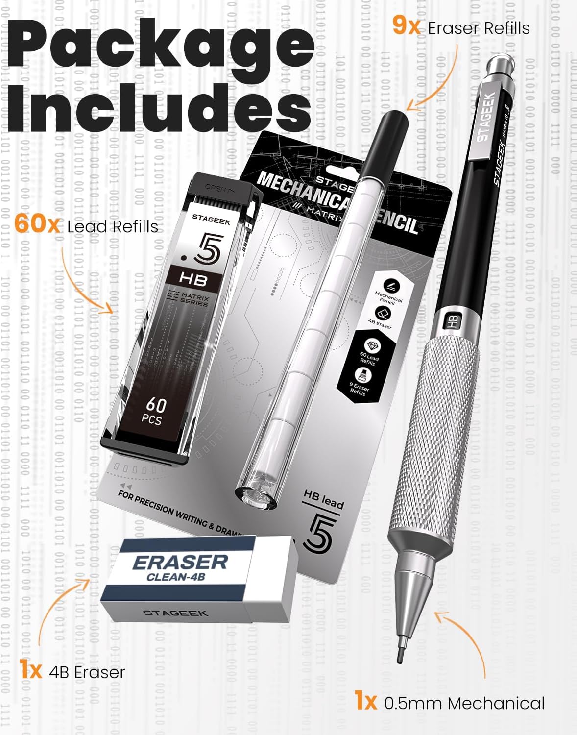 STAGEEK 0.7 mm Mechanical Pencil, Metal Art & Drafting Pencil with Eraser and 60 HB Lead Refills, Professional Drawing Pencil for Artists, Students, School, Office, Writing, Sketching, Drafting(Blue)