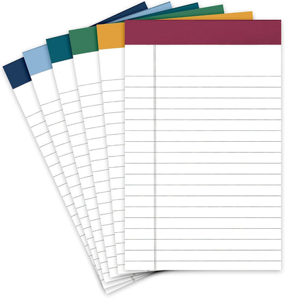 PAPERAGE Lined Legal Pads, (Rainbow), 6 Pack, 50 Sheets Each, Wide/Legal Ruled, Note Pads, Paper, 5 inches x 8 inches