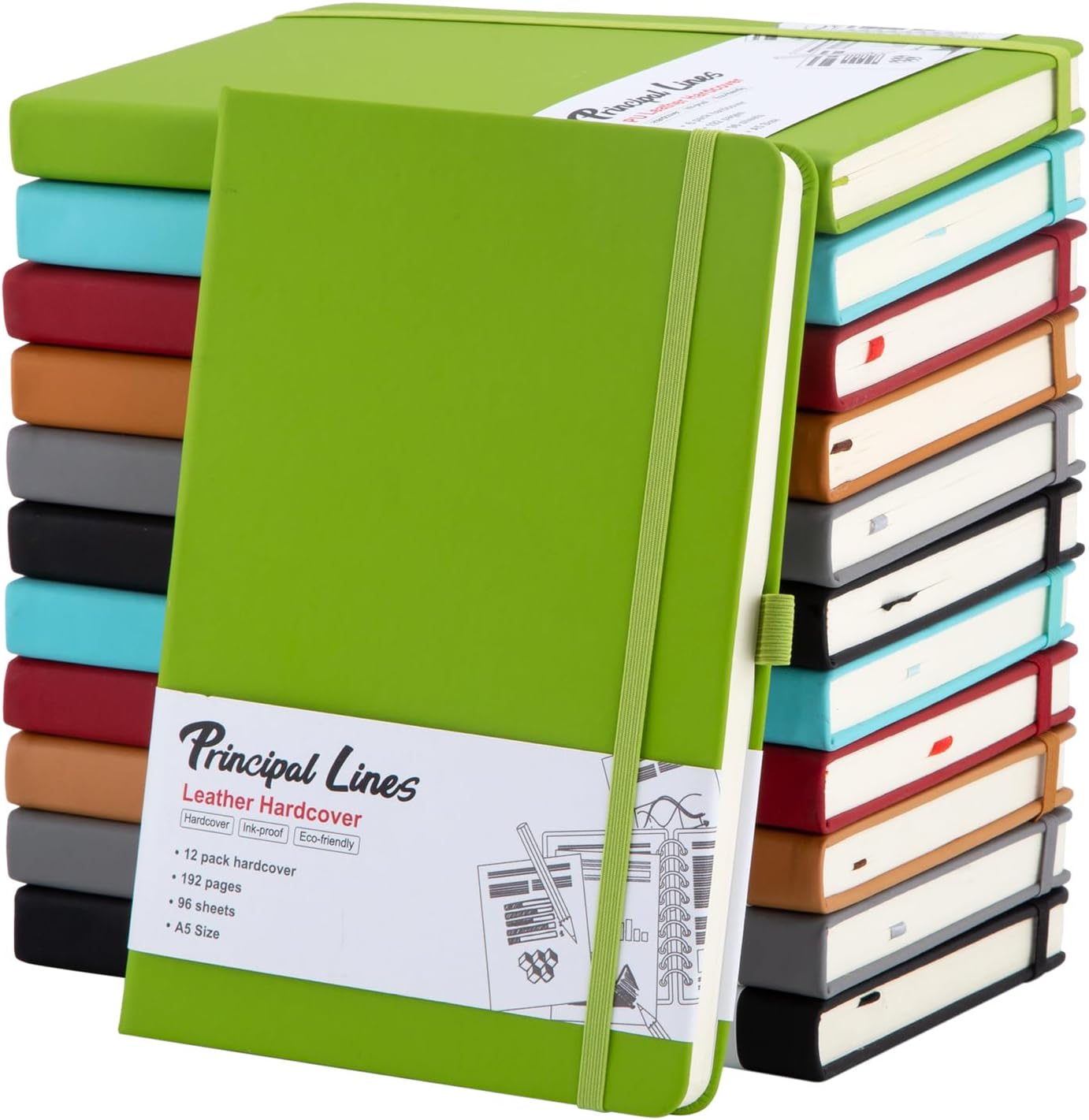 12 Pack Lined Journal Notebook - A5 Hardcover Notebooks 192 Pages, 100 GSM Thick Paper Journal, 8.3 x 5.7 inches, Journals for Writing, School Supplies, Office Supplies