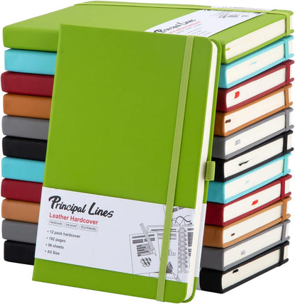 12 Pack Lined Journal Notebook - A5 Hardcover Notebooks 192 Pages, 100 GSM Thick Paper Journal, 8.3 x 5.7 inches, Journals for Writing, School Supplies, Office Supplies