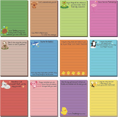 AmazingSpark 12 Pcs Cute Inspirational Sticky Notes, 4*3 Motivational Notepads Positive Emotional Support Gift Funny Lined Memo Note Pads for Office Desk Supplies Coworker Employee(Fruits,Vegetables)