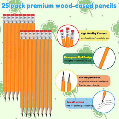 Adhere 25pcs Woodcase Pencils with Eraser Premium Pre-Sharpened Hexagon Graphite 2B pencils ideal for home, office writing including a Free Sharpener(Pink・25pcs)