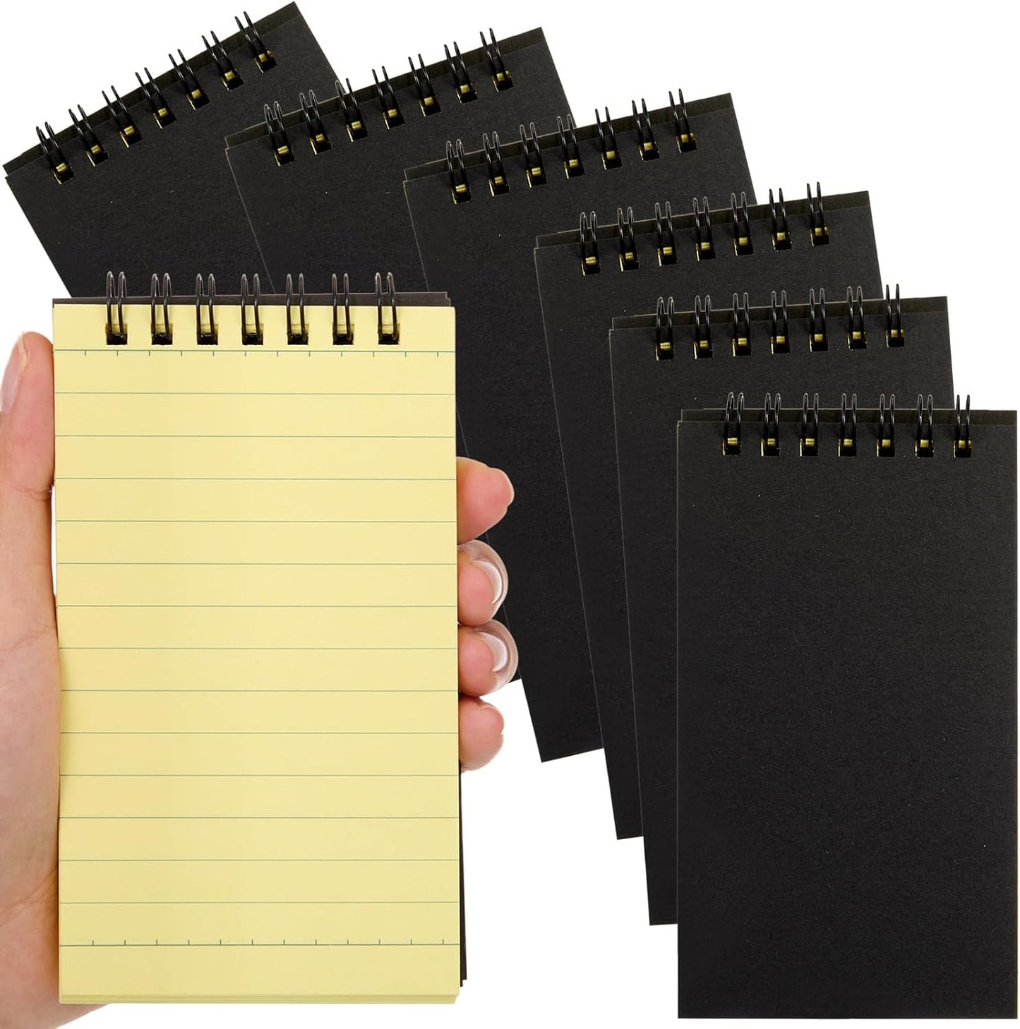Tenceur 2 Pcs Pocket Notebook Bulk Small 3x5 Inch Spiral Notepads Mini Top Bound Notebook with Lined 120 Pages Ruled Memo Pads for Office College Nurse Essentials Back to School Gift (Black)