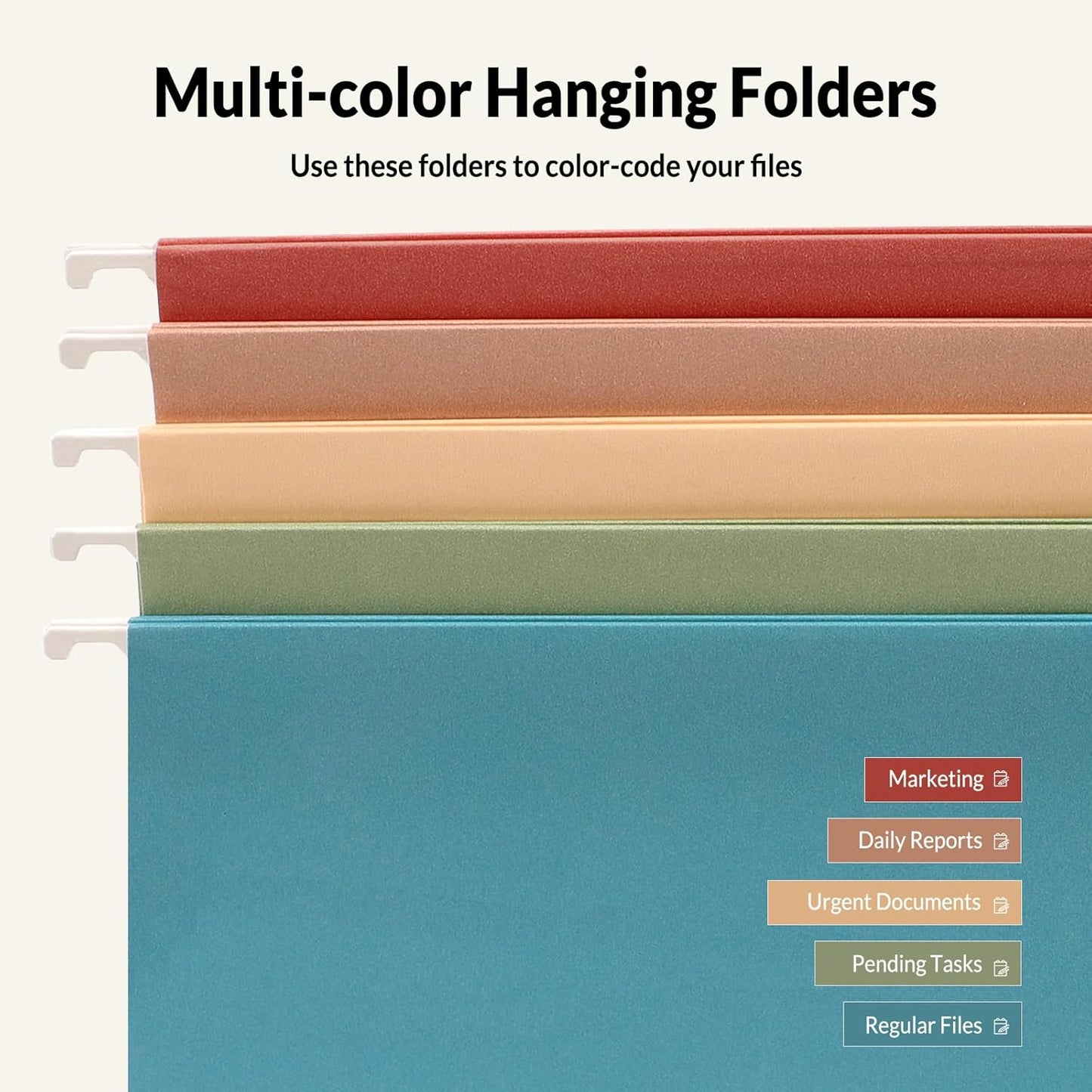SUNEE Hanging File Folders, 25 Pack Letter Size Hanging File Folders with 1/5-Cut Tabs, Ideal for Home and Office Organization and Papers Classification, Bright Neon Pink