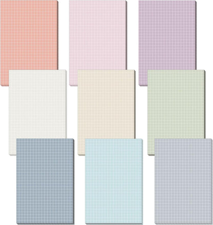 Jecery 9 Pack 4 x 6 Inch Grid Sticky Notes Self Adhesive Memo Pad Cute Graph Paper Self Stick Note Pads with Grid Lines for Gifts Office Supplies, 270 Sheets(Soft Colors)
