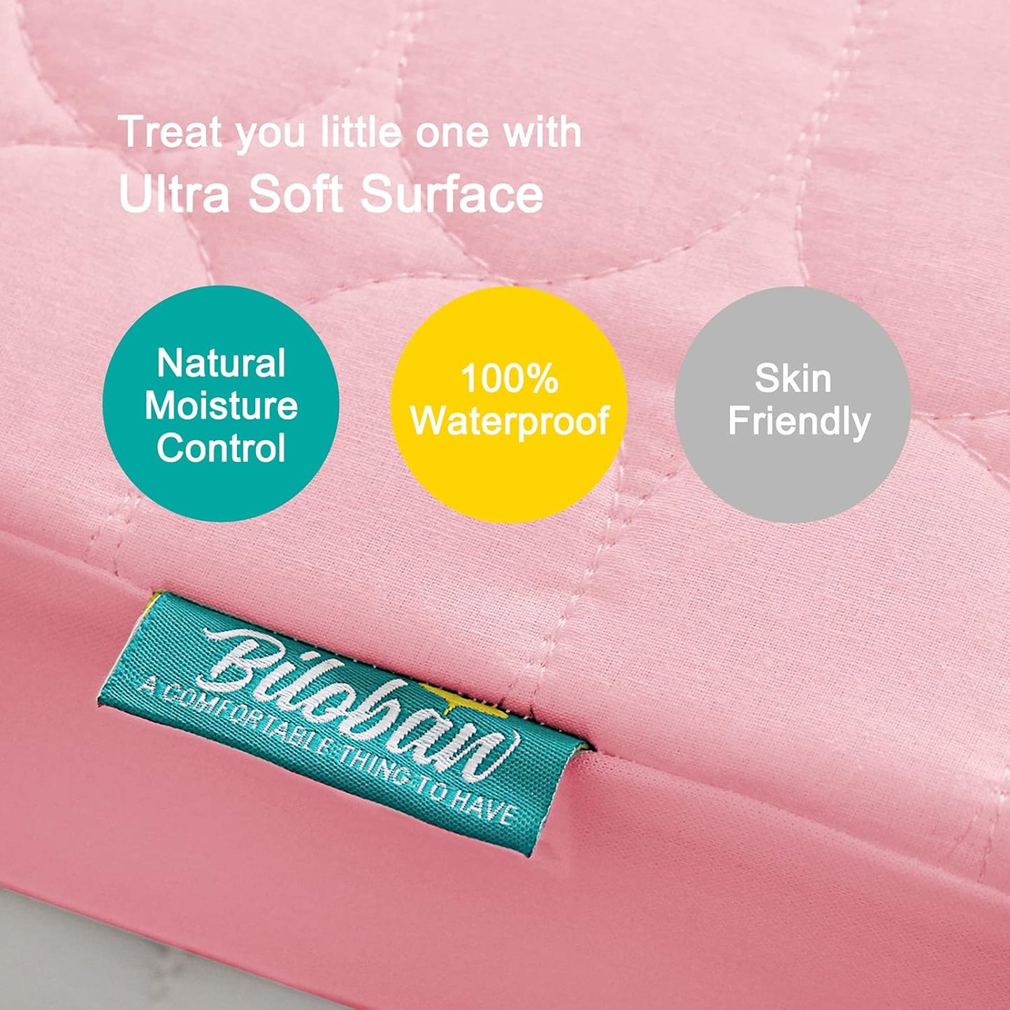 Crib Mattress Protector Sheets Waterproof 2 Pack, Quilted Crib Mattress Pad Cover Fitted Fits for Toddler Bed Mattress, White, 52” x 28”