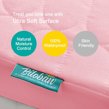 Crib Mattress Protector Sheets Waterproof 2 Pack, Quilted Crib Mattress Pad Cover Fitted Fits for Toddler Bed Mattress, White, 52” x 28”