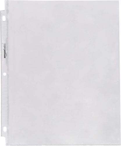 Amazon Basics Sheet Protectors for 3 Ring Binder, Heavyweight, Acid-Free, Clear Plastic Sleeves, Letter Size, 8.5 x 11 Inch, 100-Pack