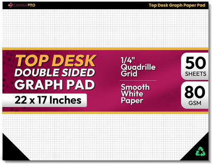 CADMUSPRO Graph Paper Pads 8.5x11 inch, 50 Sheets, Double-Sided, 80 GSM Quadrille Grid Math Notebook for students, Engineering Pad & Blueprint Drafting Paper, Architecture Sketch