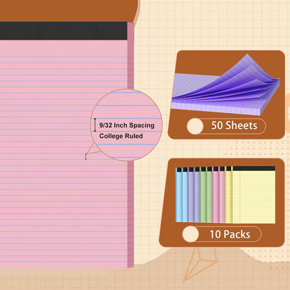 Legal Pads 8.5 X11, Narrow Ruled Notepads, 2 Pack, 50 Sheet/Pad, White Legal Pads, Tear Off Notepad, Perforated Writing Pad, Notebook Paper College Ruled, Notepads for Office Home School, Notepad