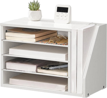 HOOBRO Mail Sorter, Literature Organizer with Adjustable Shelves, Paper Organizer for Office, Home, Wood Countertop File Holders, Mails, Magazines, Rustic Brown FG41WF01