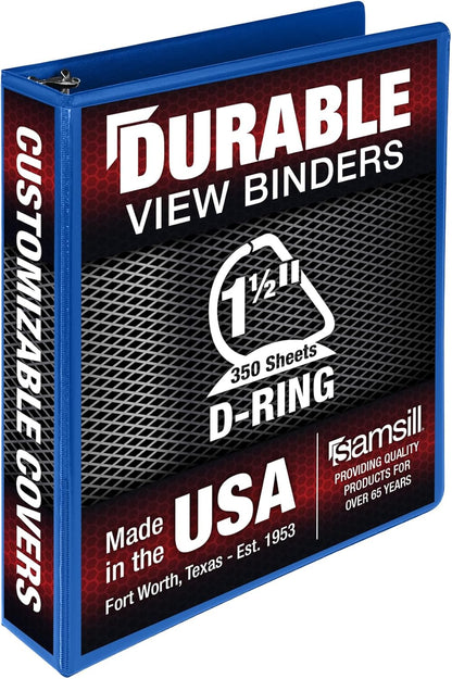 Samsill Durable 4 inch 3 Ring Binder, D Ring Binder, 100% Recycled Chipboard, Black, 2 Pack