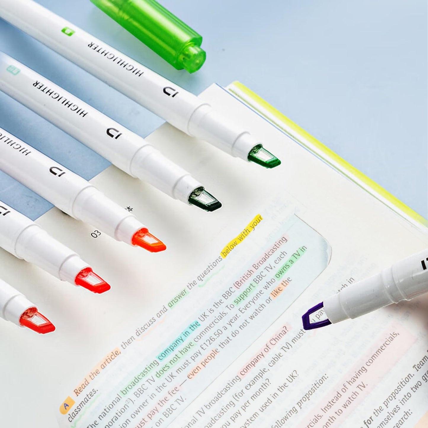 M&G 6 Pcs Cute Dual Tip Highlighters, Rainbow Color No Bleed Dry Quick Chisel Tip Highlighters, Perfect for School,Office, Bible, Notes (Rainbow)