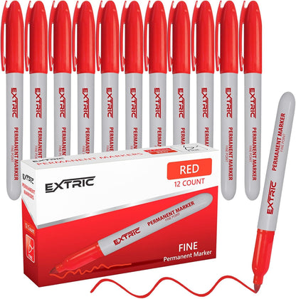 EXTRIC Permanent Markers Black, 36 Count Fine Point Markers, Quick Drying, Works on Wood, Paper, Plastic, Metal and Glass, for Home, Office and School use