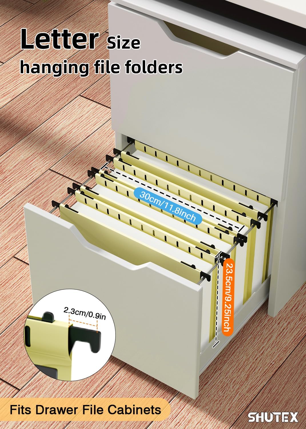 Shutex Extra Capacity Plastic Hanging File Folders,12 Pack Reinforced Hang Folders,Heavy Duty 2 Inch Expansion,Plastic Filing Cabinet Folders,Letter Size,Designed for Bulk Files, Medical Charts,Blue