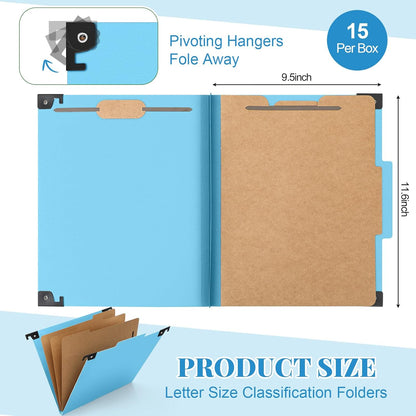 Henoyso 10 Pcs Hanging Classification Folders Bulk with 2 Prongs, 1 Divider Letter Size, 2 Inch Expansions Pressboard File Folder, 1/3-cut Tab File Organizer (1 Divider,Green)