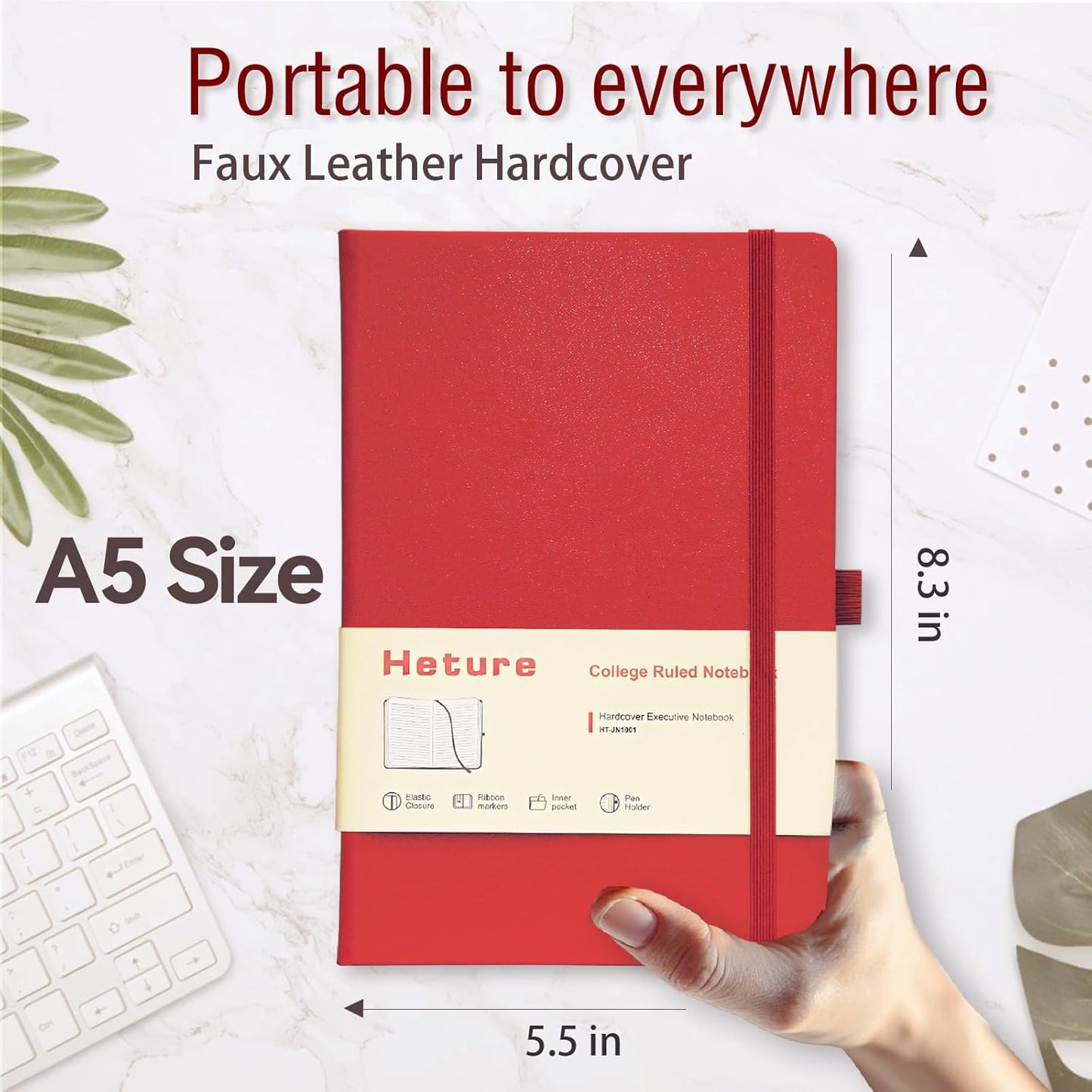 Heture Hardcover Notebooks, A5 Lined Journals Notebook for Writing 160 Pages, 8.2 x 5.5 inch, Classic Ruled Notebooks for College/Work/Travel (Lined-3 Pack, Black)