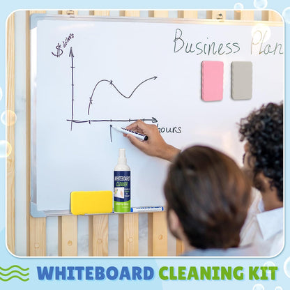 Fuyoooo 16 Pcs Whiteboard Cleaner Dry Erase Set, 8.5 fl oz Whiteboard Cleaning Spray Dry Erase Board Liquid Cleaner with 8 Magnetic Chalkboard Board Erasers for Classroom Home Office