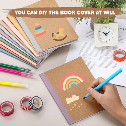 Harloon A5 Composition Notebook Journals 8 x 5.75 in College Ruled Kraft Notebooks with Rainbow Spines Small Lined Composition Book for Office Home(Bright Color,24 Pcs)