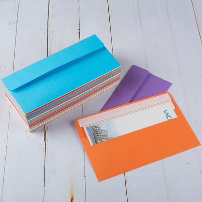 100 Pack Colorful #10 Business Envelopes Self Seal Standard Envelopes for Office Checks, Business, Letter Mailing Invoices, 4.13 x 9.49 Inches (Brown)