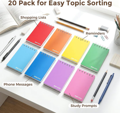 Koogel 6 Pack Pocket Notebooks Small Spiral Notebooks Bulk, 3x5 Inch, Mini Lined College Ruled Journal, Small Spiral Notebook Memo Notepads for School, Home, College, Office, Work, Nurse, 6 Colors