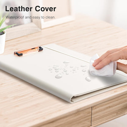 Clipboard Folio Folder Portfolio with Notepad-Pocket Business Card Holder Brown Faux PU Leather Portfolio