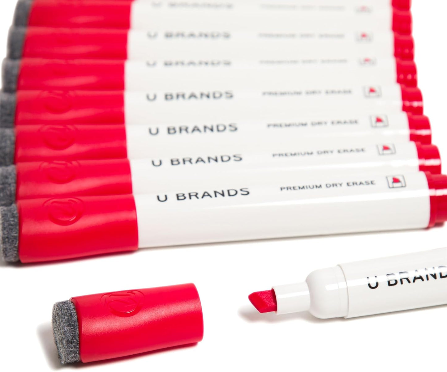 U Brands Dry Erase Markers, Fine Tip Whiteboard Markers, Chisel Tip, Low Odor, Black Dry Erase Marker Set with Eraser Caps, Office School Classroom Supplies, 12 Count