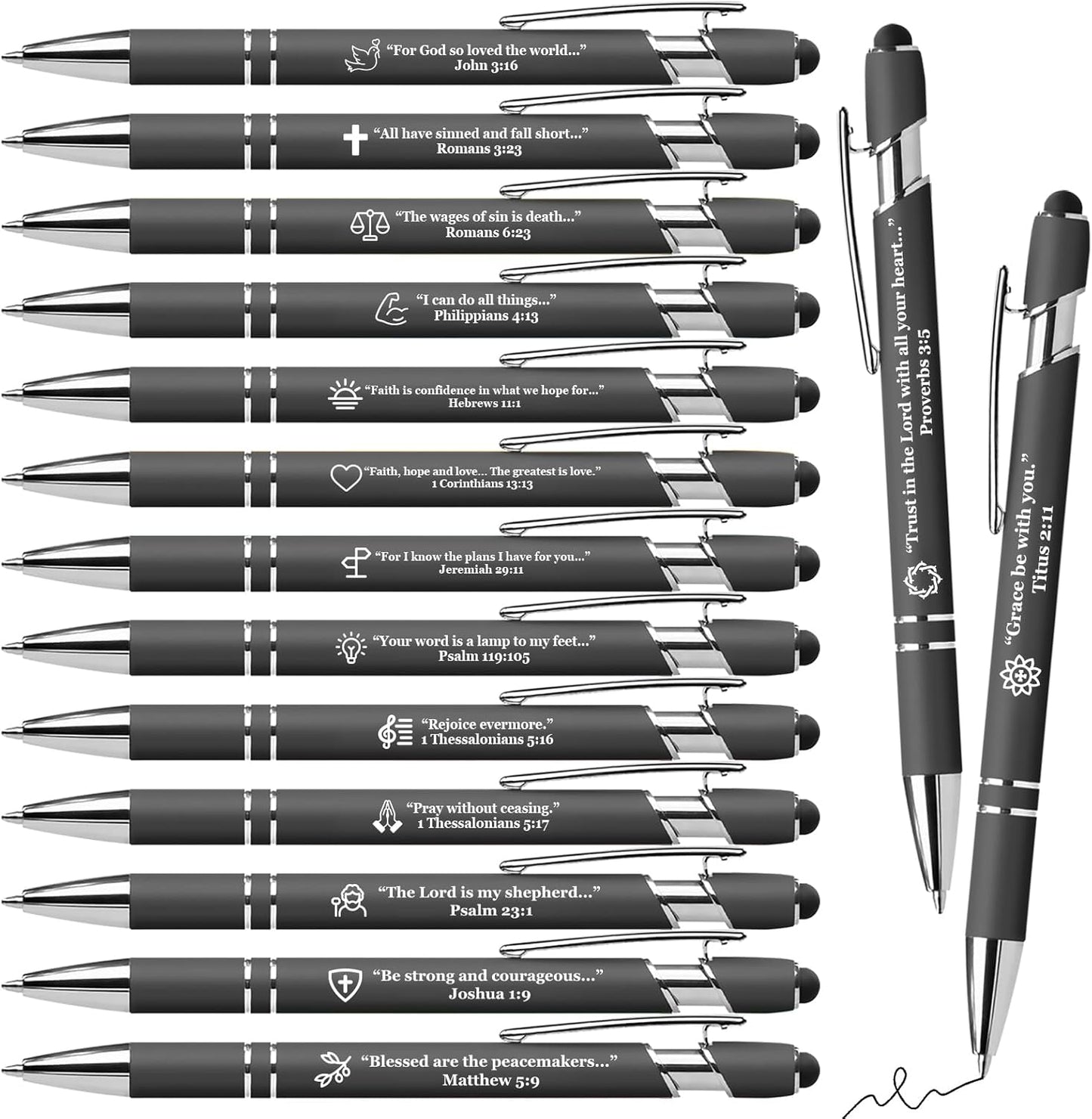 15 Pack Motivational Pen Set - Inspirational Quotes Retractable Ballpoint Pens for Office School Supplies, Encouragement Gifts for Women Men, Multicolor