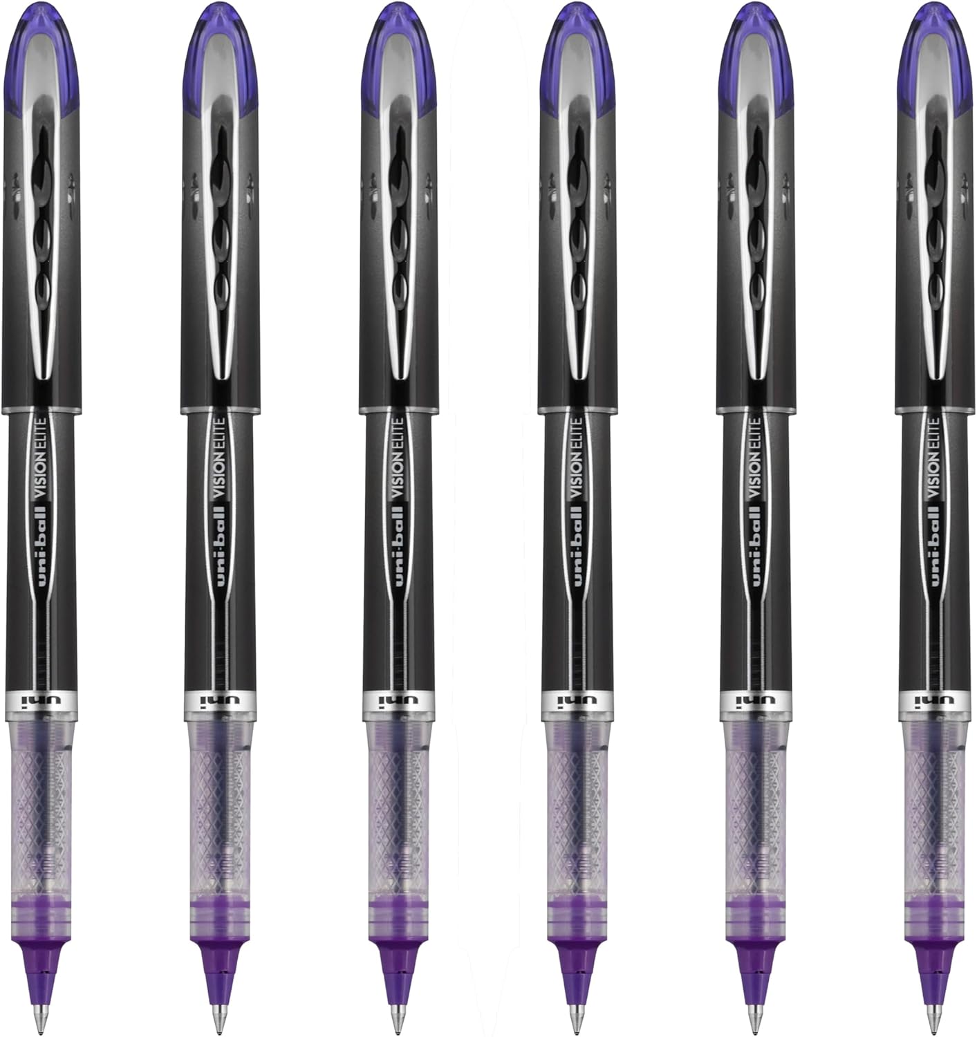 uniball Vision Elite Rollerball Pen, Micro Point (0.5mm), Blue Ink, 6 Pens