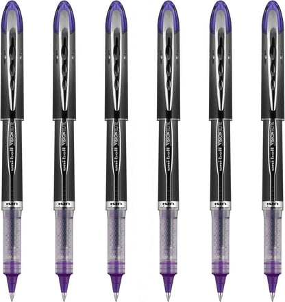 uniball Vision Elite Rollerball Pen, Micro Point (0.5mm), Blue Ink, 6 Pens
