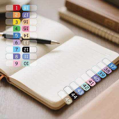 Number Index Labels Multicolor Alphabet Tabs 1-50 Tab Dividers Stickers for 3 Ring Binders Notebook Classify Files Contents Page Address Book Folder (1-50)