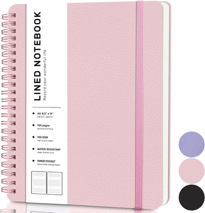 ABERLLS Lined Spiral Journal Notebook with 160 Pages, 8×5.7in, A5 Spiral Notebook, Journaling Notebooks for Work, School, Women, Men, College Ruled Spiral Notebook, Hardcover Leather Journals, Blue