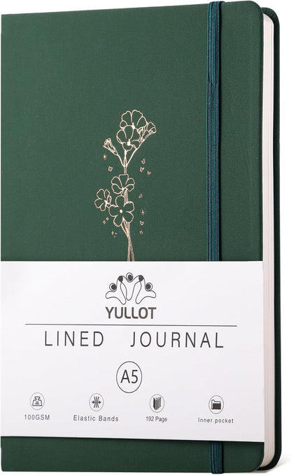 Lined Journal Notebook –A5 PU Leather Hardcover Notebook, 100gsm Thick Bleedproof Paper with Inner Pocket – 192Pages Lined Writing Journal for Students Women Note Taking - Terracotta Orange